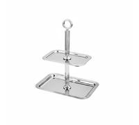 kowaku Dessert Stand Stainless Steel Two Tier Tray Modern Serving Piece Display Platter with Mirror Finish Suitable for Parties Dining Buffet