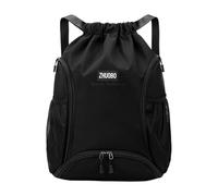 kowaku Drawstring Basketball Backpack Sports Bag Zipper Athletic with Shoe Compartment Basketball Storage Bag for Travel, Black