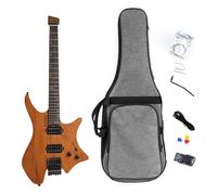 kowaku Electric Stringed Device Maple Neckless Solid-Body Guitar with Humbucker Pickups Rosewood Fretboard Sl ontoured Body Suitable for Stage Playing, Natural Wood