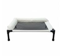 kowaku Elevated Resting Pet Bed Ventilated Cot Oxford Waterproof Animal Lounging Area Elevated Design Suitable for Dog Cat Cozy Corners, White, 63.5x50x16.5 Cm For Pets Under 20 Kg