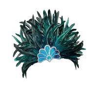 kowaku Feather Headdress for Women Carnival Headpiece for Masquerade Party Mardi Gras, Cyan