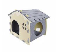 kowaku Foldable Cat Bed Felt Cat House Hideaway Cave Nest With Semi Enclosed Shelter Warm And Airy Interior Design For, Gray, Dopamine Color Block Cat House - Gray