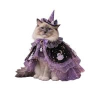 kowaku Halloween Witch Cloak Cat Costume Cape Outfit Accessory With High Stand Collar And Drape Lightweight And Easy On Off Closure suitable for holiday, Lavender Dream Demoness