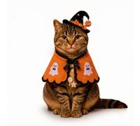 kowaku Halloween Witch Cloak Cat Costume Cape Outfit Accessory With High Stand Collar And Drape Lightweight And Easy On Off Closure suitable for holiday, Classic Pumpkin Ghost Cloak