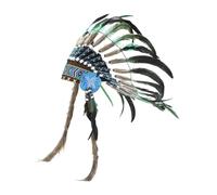 kowaku Indian Artificial Feather Headdress Native American Chief Headdress, Hat Headband Decoration Headpiece Costume Accessories for Halloween Mardi Gras Gift Festivals Dance Cosplay Men Women