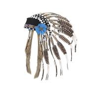 kowaku Indian Artificial Feather Headdress Native American Chief Headdress, Hat Headband Decoration Headpiece Costume Accessories for Halloween Mardi Gras Gift Festivals Dance Cosplay Men Women