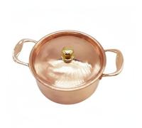 kowaku Induction Cookware European Style Copper Pot Soup Pot Stockpot with Composite Base for Quick Heating Suitable for Individual Cooking Cozy Dining Table 2.1L