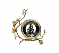kowaku Iron Wall Clock Vintage Skeleton Clock Mechanical Movement Enamel Flower Branch Roman Numeral Dial Gold Finish Alloy Body With Covered Dial suitable, Orange