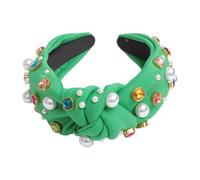 kowaku Knotted Headband Headpiece Beaded Jeweled Embellished Hairband for Women Girls, Light Green