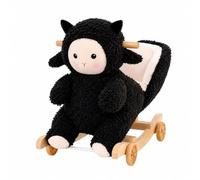 kowaku Lamb-Shaped Ride-Along Chair Supportive Rolling Rocking Toy with Wooden Base Indoor Soft Rocking Horse for Infants