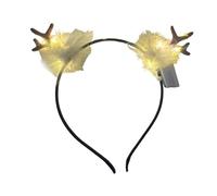 kowaku Light up Deer Antlers Feather Headband Headpiece Cute Head Band for Thanksgiving, Warm Light
