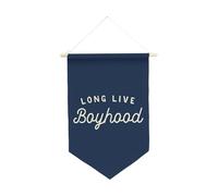 kowaku Long Live Boyhood Banner Pennant Banner Easy to Hang Unique Wall Decoration Boy Room Decor for Bedroom Nursery Playroom Dorm, Blue