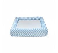 kowaku Mat Dog Bed Cushion Nest With Secure Sides And Thick Core Faux And Sponge Padding Removable Washable Cover suitable for home bedrooms living rooms, Blue Checkered, L 91x69x15CM