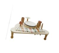 kowaku Montessori Xylophone Drum Set Wooden Fine Motor Skill Sturdy Spaceship Music Station Hand Knock Piano