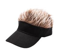 kowaku Novelty Hair Visor Cap Wig Peaked Adjustable Baseball Hat with Spiked Hair, Black Cap CoffeeHair