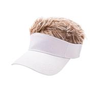 kowaku Novelty Hair Visor Cap Wig Peaked Adjustable Baseball Hat with Spiked Hair, White Cap CoffeeHair
