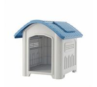kowaku Outdoor Shelter Dog House Kennel Pet With Rain Roof Elevated Bottom Built In Doorless Front Polypropylene Easy To Maintain Suitable for patio backyard, Blue, Large Size, With Skylight