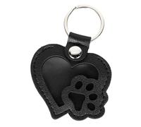 kowaku Paw Shaped Keychain for Pet Hair Pet Lover Keyring PU Leather Cute Pets Lovers Gift Keepsake Unique Handbag Charm Key Pendant, black