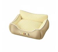 kowaku Pet Sofa Bed Bolster Bed Cushion Couch With Elevated Sides And Springy Fill Breathable Four Season Cover Wide Sleeping Zone Suitable for young dogs cats lounge crate comfort, Khaki, M