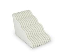kowaku Pet Stairs Ramp With Removable Step Ladder Dog Step Textured Non Slip Surface And Removable Machine Washable Cover suitable for sofas beds tiny breeds, White, Four Steps