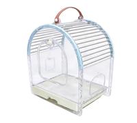 kowaku Portable Bird Cage Travel Carrier Enclosure Crate Habitat With Clear Ventilated Shell And Pull-Out Bottom Tray And Feeder Cups suitable for car trips visits outdoor walks home use, Blue