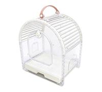 kowaku Portable Bird Cage Travel Carrier Enclosure Crate Habitat With Clear Ventilated Shell And Pull-Out Bottom Tray And Feeder Cups suitable for car trips visits outdoor walks home use, White