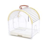 kowaku Portable Bird Cage Travel Carrier Enclosure Crate Habitat With Clear Ventilated Shell And Pull-Out Bottom Tray And Feeder Cups suitable for car trips visits outdoor walks home use, Yellow