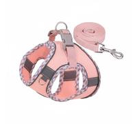 kowaku Puppy Harness Vest Leash Set Dog Harness Leash Puppy Vest Reflective Strips Mesh Material Quick Release Buckle Suitable for small dogs training walking outdoor adventures, Pink, Xxs