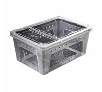 kowaku Reptile Terrarium Clear Enclosure Habitat Tank With Sealed Two Part Lid Food Grade PP Odorless Frame Side for circulation suitable for small reptiles arachnids and scorpions, Transparent, L