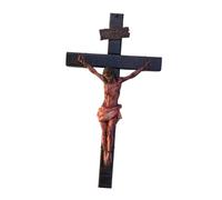 kowaku Resin Jesus Cross Statue Jesus Wall Cross Decorative Praying Religious Figurine for Cabinet Office Outdoor Bedroom