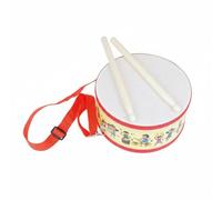 kowaku Small Battle Drum Easy to Hold Double Sided Drum Shoulder Strap Musical Instrument for Music Class, Yellow Character