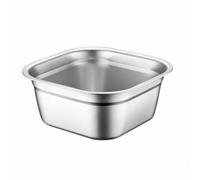 kowaku Square Stainless Steel Mixing Bowl Heavy Duty Basin with Rolled Stain-Resistant Stainless Steel Mixing Bowl for Produce Washing, Everyday Cooking, 26CM