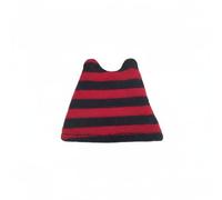 kowaku Striped Doll Hat Knitted Beanie Cat Ear Cap Doll Headwear Accessory With Elastic Band Cloth Material Snug Hold Long Use suitable for 1/12 scale dolls and display , Red Black Stripe