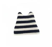 kowaku Striped Doll Hat Knitted Beanie Cat Ear Cap Doll Headwear Accessory With Elastic Band Cloth Material Snug Hold Long Use suitable for 1/12 scale dolls and display , Black White Stripe
