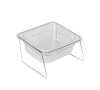 kowaku Tilted Cat Food Bowl Non Slip Neck Protection Stable Base Easy to Clean Acrylic Bowl Stainless Steel Frame, single bowl