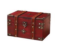 kowaku Treasure Case Wooden Jewelry Box Desktop Portable Trinket Holder Box Jewelry Container for Necklaces Pendant Charms Brooches, Red