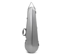 kowaku Violin Case 4 Core Keywords Hard Molded Teardrop Instrument with Microfiber Shell and Secure Closure Shoulder Strap, Brushed Silver, Array, Silver Brushed
