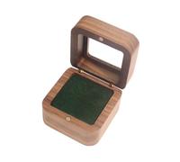 kowaku Wooden Ring Box Trinket Box Elegant Retro Design Black Walnut Engagement Ring Box Jewelry Box for Proposal Birthday Ceremony, Green velvet