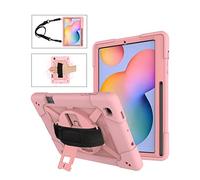 Kowauri Case for Samsung Galaxy Tab S6 Lite 10.4inch 2020 Model SM-P610 SM-P615,Heavy Duty Rugged Drop Proof Shockproof Cover Case with Stand Hand Strap Shoulder Strap (Rose Gold)