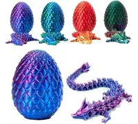 KOWBLAZE 3D Printed Dragon Egg, 3D Dragon Eggs with Dragon Inside, Dragon Fidget Toys,Articulated Dragon,Home Desk Decor Easter Surprise Dinosaur Eggs (Purple)