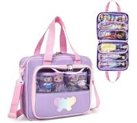Kowenlic Doll carry Case Compatible with Monster High Doll. Doll Storage Bag Compatible with LOL Surprise Dolls.Doll Holder Compatible with Barbie Dolls (Purple)