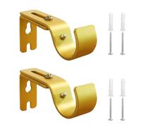 Kowibcl 2PCS Adjustable Curtain Rod Brackets, Fits 7/8 inch or 1 inch Rods, Extendable Wall Mount, Gold