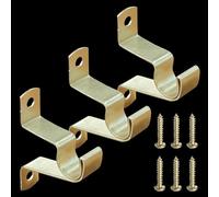 Kowibcl 7/16" Cafe Brackets, Set of 3Pcs Curtain Rod Brackets for Mounting to The Wall, Gold