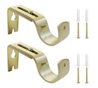 Kowibcl Adjustable Curtain Rod Wall Brackets, Set of 2, Gold, 1 Inch Diameter, Heavy Duty Iron, Wall Mount
