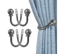 Kowibcl Curtain Holdbacks, 4pcs Pewter Metal Curtain Tiebacks with Screws and Anchors for Drapes and Curtains