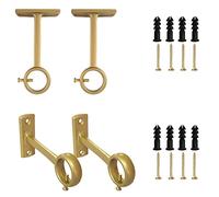 Kowibcl Curtain Rod Brackets, 4 Pcs, Gold, Metal, Wall & Ceiling Mount