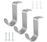 Kowib urtain Rod Brackets for Ceiling-Mounted, Drapery Rod Holder for 1"Diameter Rod, Set of 3,Silver