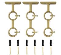 Kowibcl Double Curtain Rod Brackets, 3Pcs Curtain Rod Brackets with Screws Package for Living Room Bedroom Curtain rods, Drapery Rods,Gold