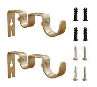 Kowibcl Double Curtain Rod Brackets, Fits Up to 1 5/8 Inch Rods, Heavy Duty Metal, Wall Mount, Gold