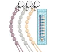 Kowlone Dummy Clips Boys Girls Silicone Soother Pacifier Chain Flexible Binky Holder Set with Texture for Teething Baby Unisex Newborn Dummies 1-Piece Design(Beige,Dim Grey)